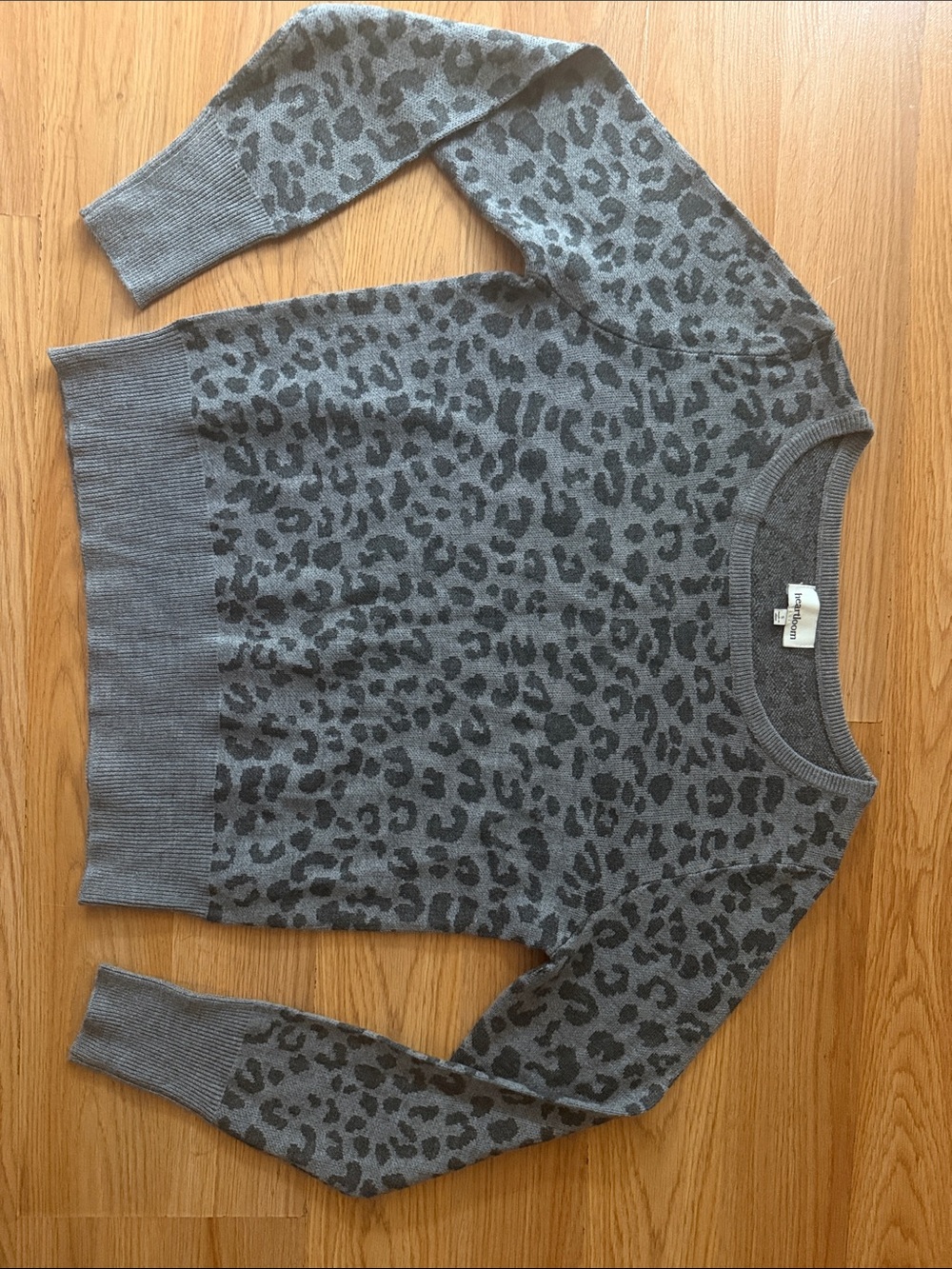 Heartloom Grey Leopard-Print Crewneck Sweater